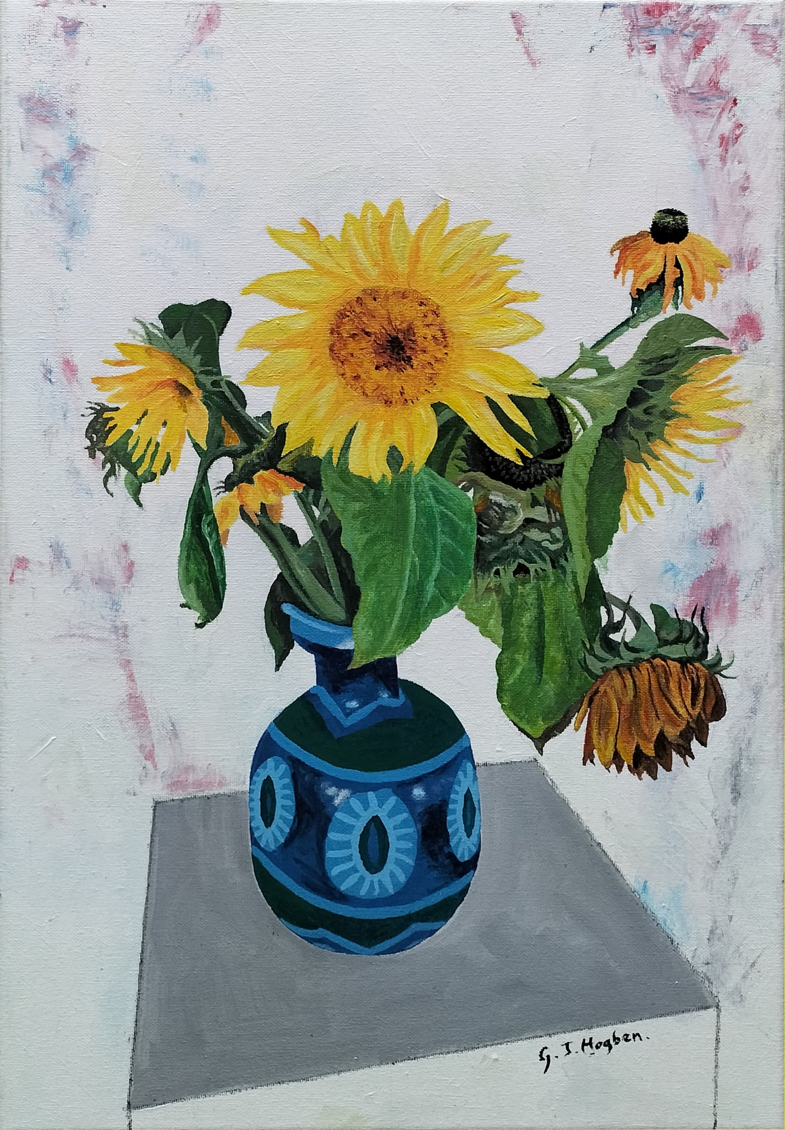 Sunflowers | Original Contemporary Floral Painting by Gary Hogben