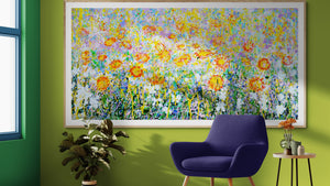 Daisy Blooms – Original Drip Painting by Lesley Blackburn
