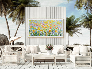 Daisy Blooms – Original Drip Painting by Lesley Blackburn
