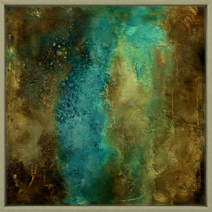 Blue and Gold Abstract Painting – Original Textured Framed Wall Art | Visions
