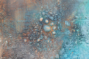 Blue and Gold Abstract Painting – Original Textured Framed Wall Art | Visions