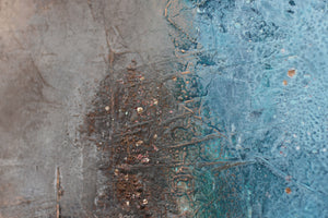 Blue and Gold Abstract Painting – Original Textured Framed Wall Art | Visions