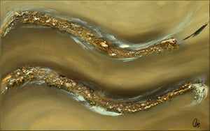 Gold and Taupe Abstract Painting – Original Textured Framed Wall Art | Golden Drift