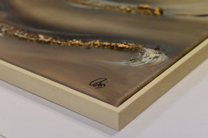 Gold and Taupe Abstract Painting – Original Textured Framed Wall Art | Golden Drift
