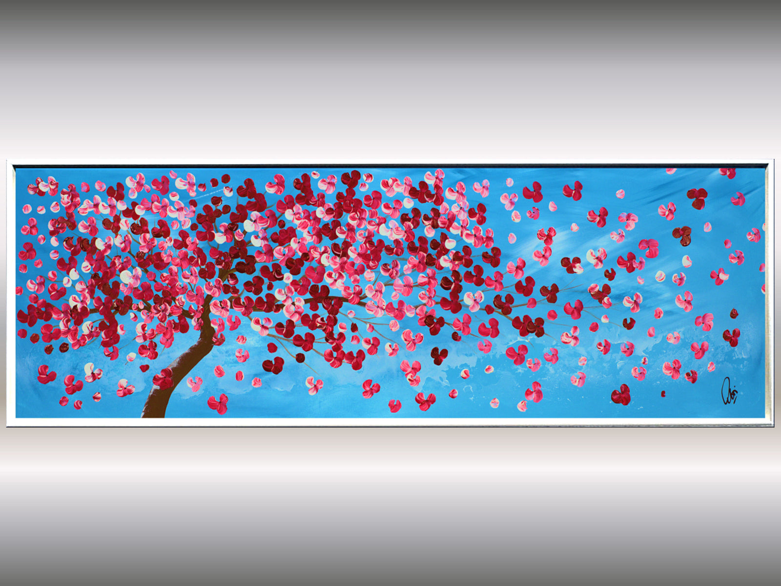 Pink Blossom Tree Painting – Panoramic Floral Art | Gone with the Wind