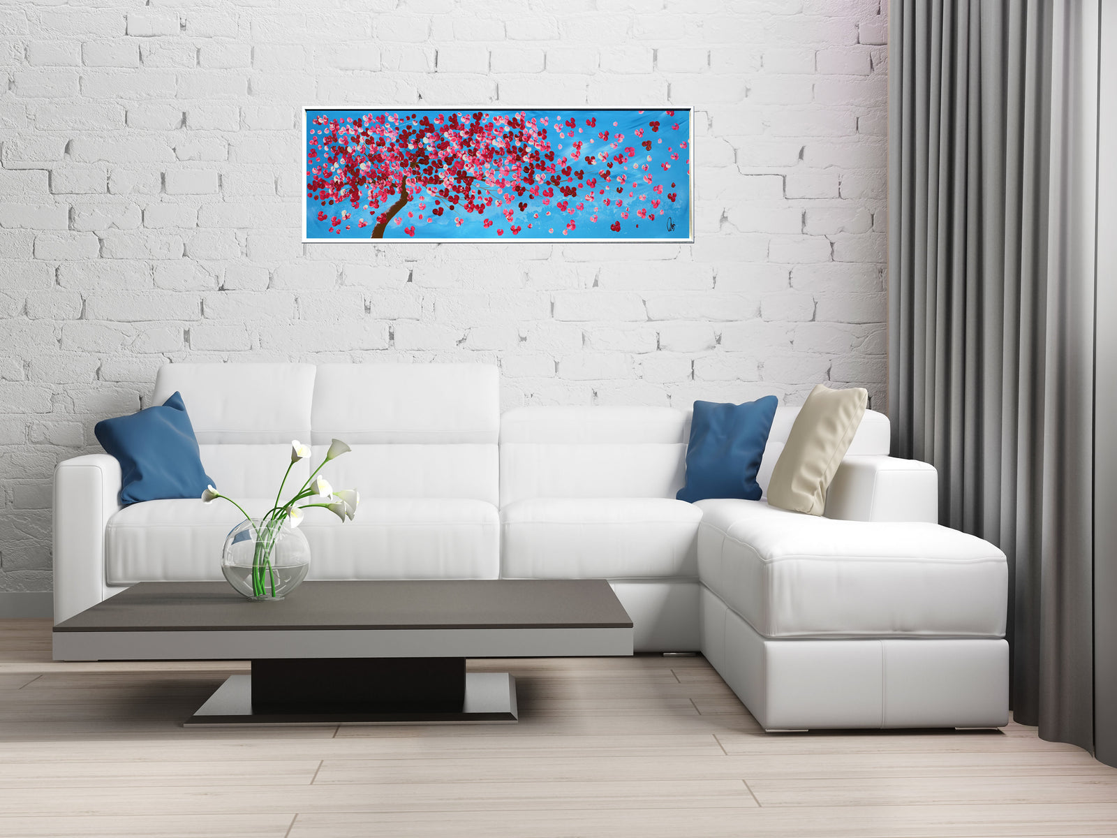 Pink Blossom Tree Painting – Panoramic Floral Art | Gone with the Wind