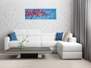 Pink Blossom Tree Painting – Panoramic Floral Art | Gone with the Wind