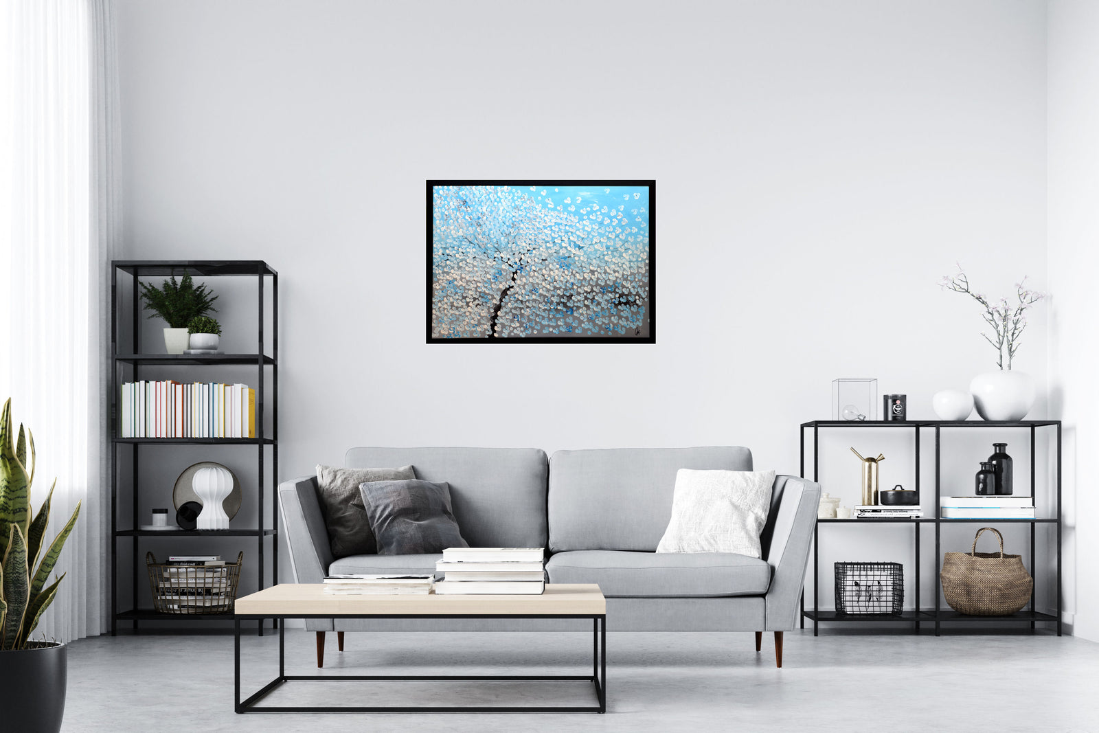 Blue Blossom Light – Original Floral Painting by Edelgard Schroer