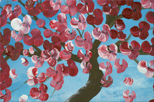 Pink Blossom Tree Painting – Panoramic Floral Art | Gone with the Wind