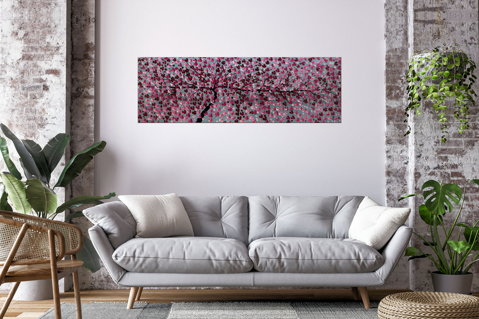 Forever Spring – Large Panoramic Cherry Blossom Painting by Edelgard Schroer