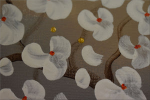 Silent Blossom Drift – Original White Blossom Tree Painting by Edelgard Schroer